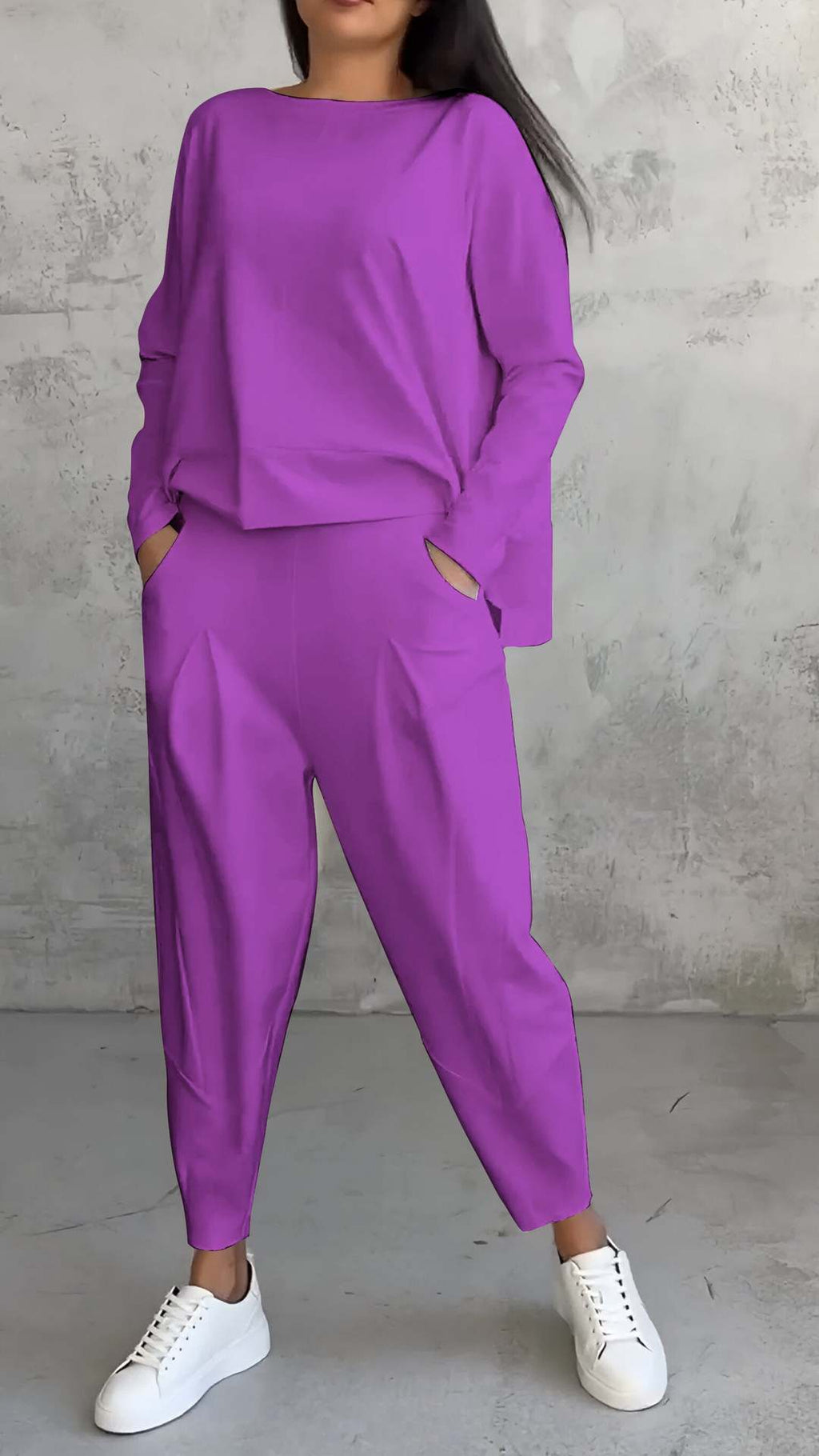 Women's Irregular Long-Sleeve Top & Harem Pants Set