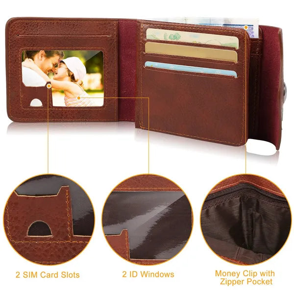Men's RFID Leather Bifold Wallet With ID Window & Coin Pocket