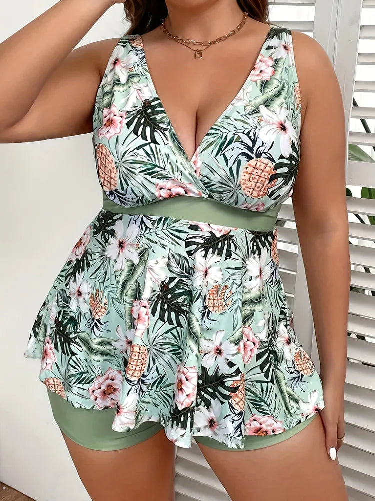 Curve-Flattering Plus Size Tankini Set