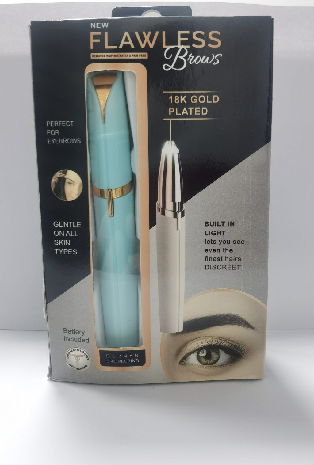 Flawless Brows Mini Electric Eyebrow Trimmer | 18K Gold LED Pen