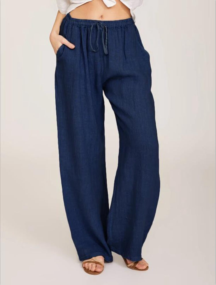 Women's Cotton Linen Wide-Leg Yoga Pants