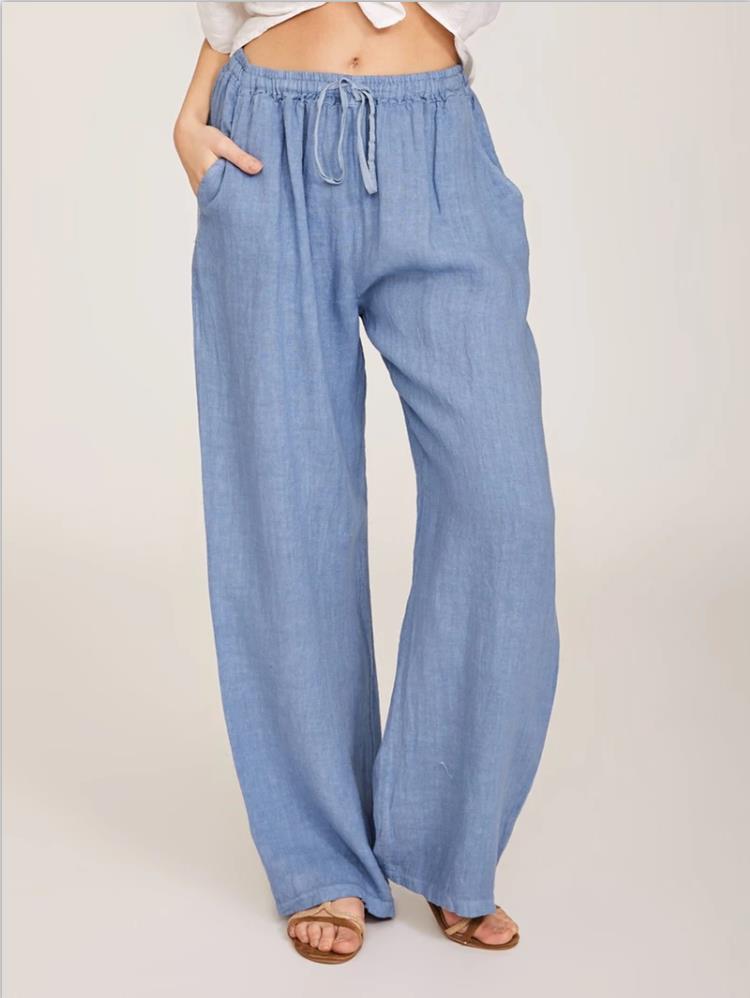 Women's Cotton Linen Wide-Leg Yoga Pants
