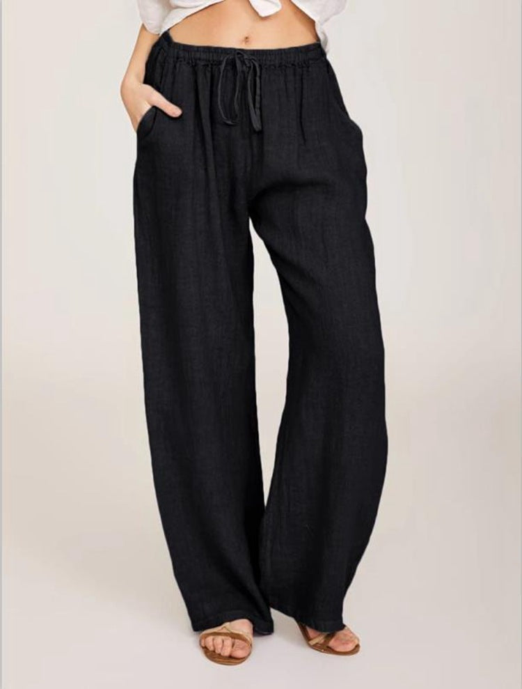Women's Cotton Linen Wide-Leg Yoga Pants