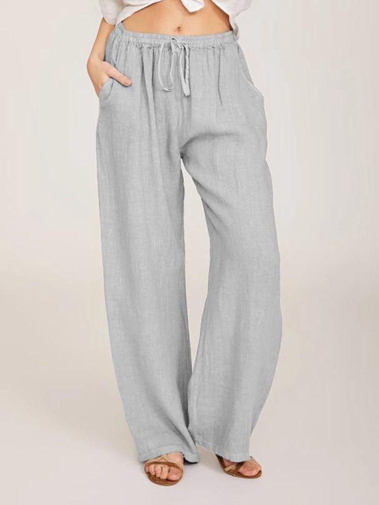 Women's Cotton Linen Wide-Leg Yoga Pants