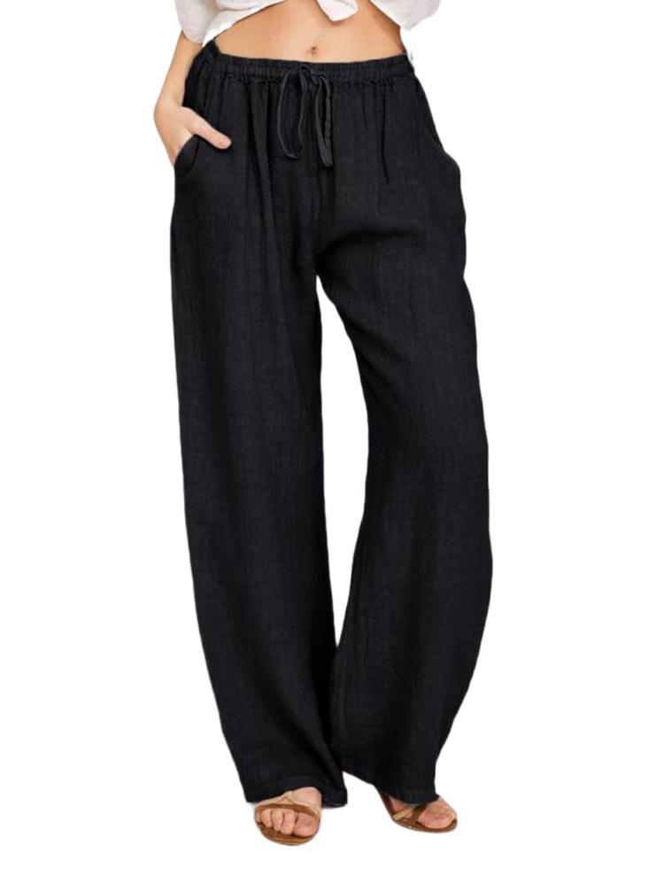 Women's Cotton Linen Wide-Leg Yoga Pants