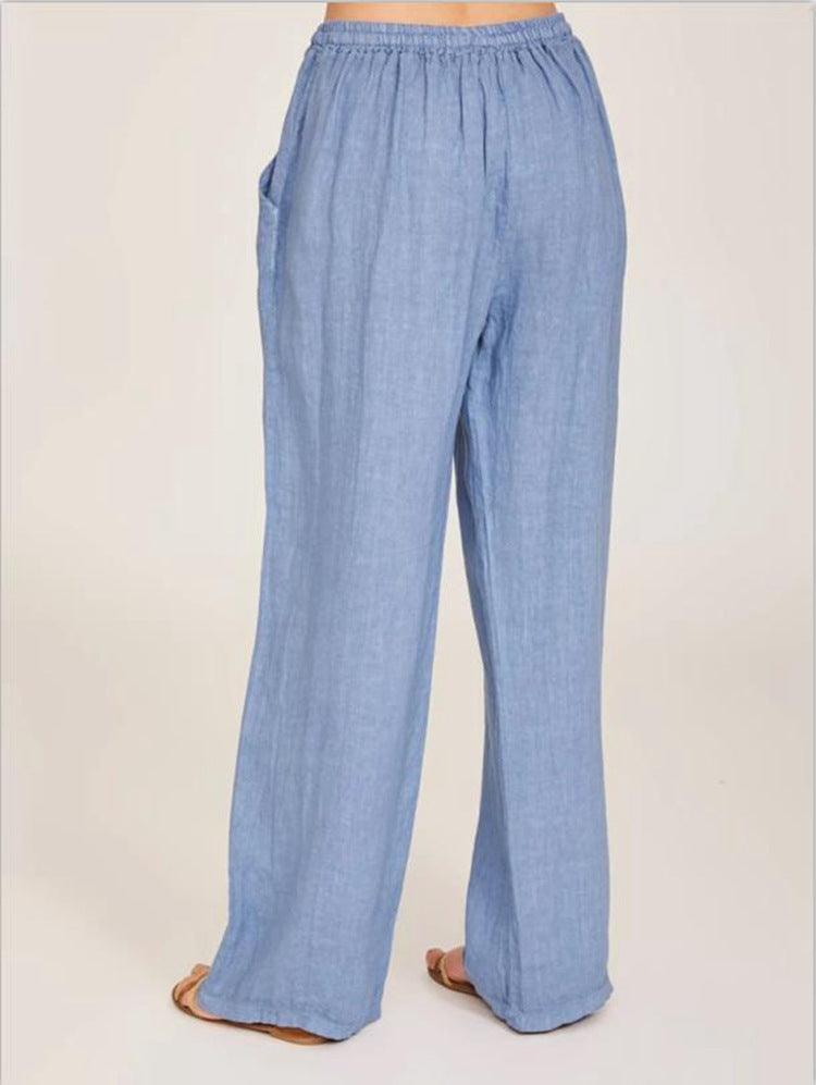 Women's Cotton Linen Wide-Leg Yoga Pants