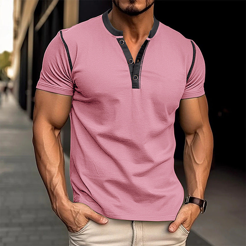 Modern Edge Henley Tee | Slim Fit Button V-Neck Men's T-Shirt