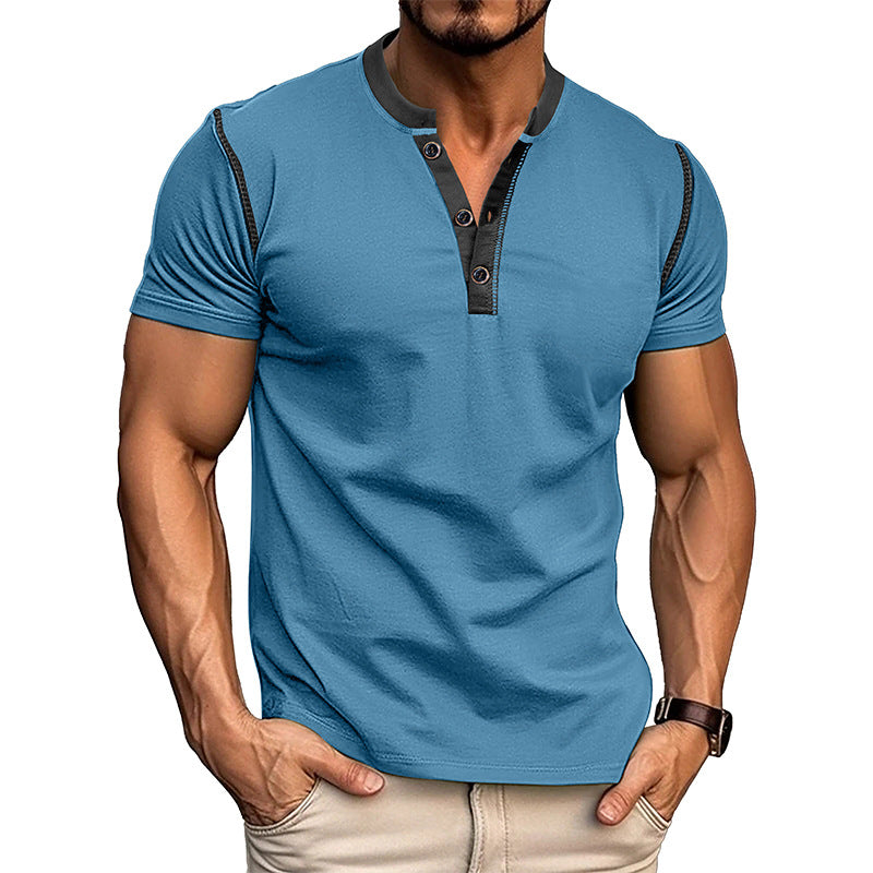 Modern Edge Henley Tee | Slim Fit Button V-Neck Men's T-Shirt