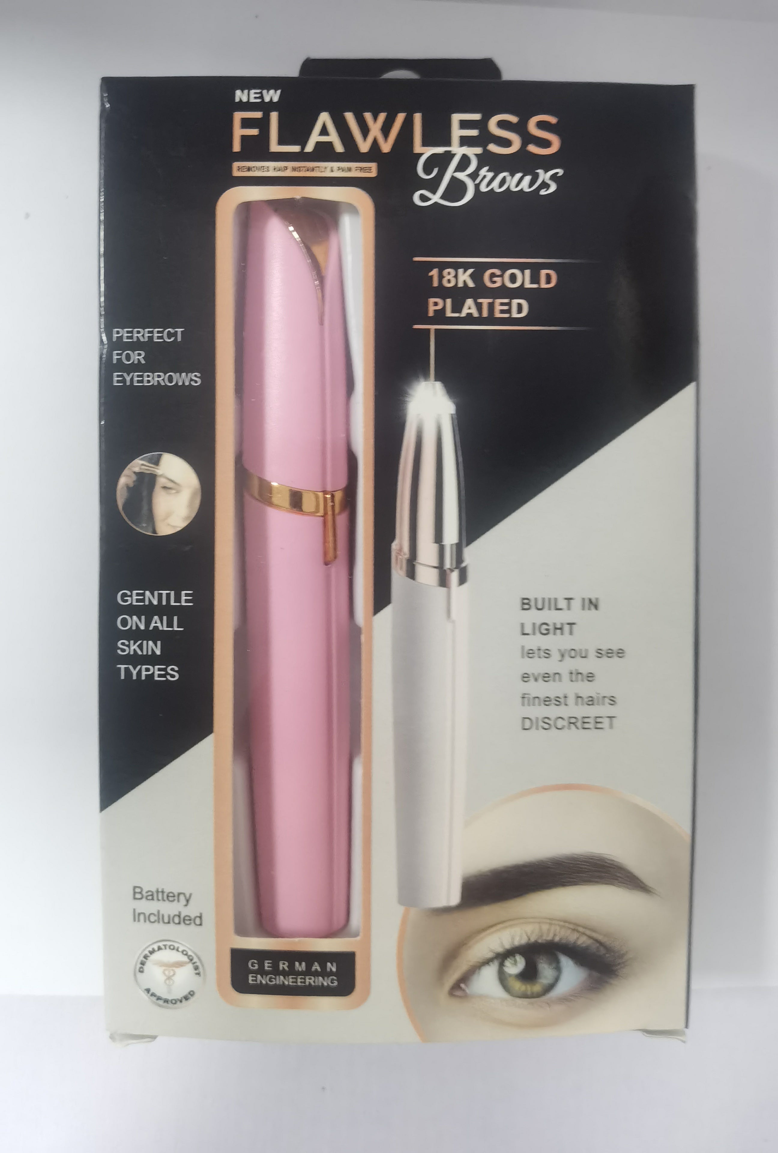 Flawless Brows Mini Electric Eyebrow Trimmer | 18K Gold LED Pen