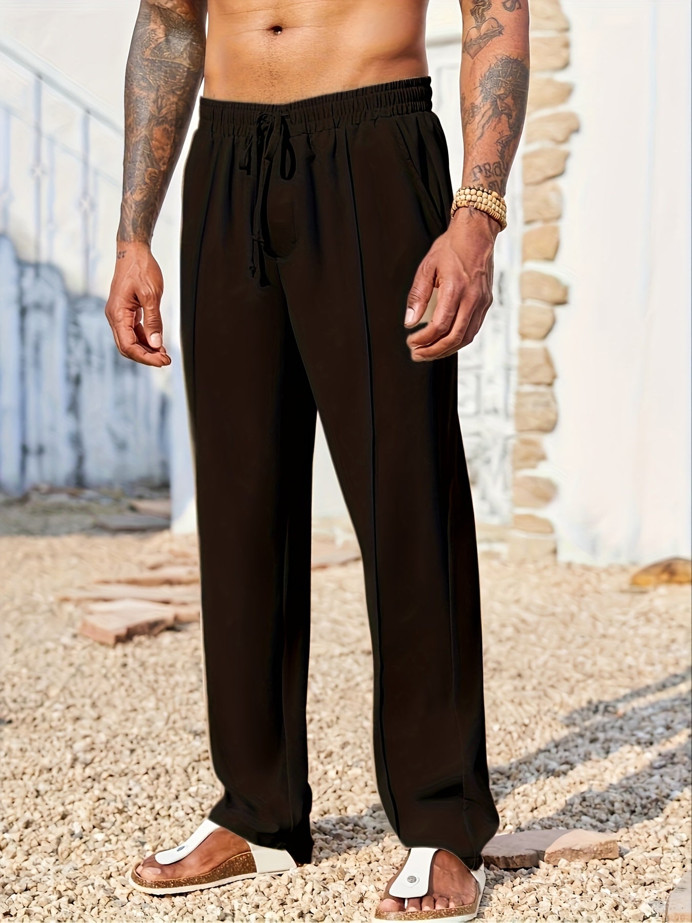 Men's Straight-Leg Trousers | Wrinkle-Resistant Travel Pants