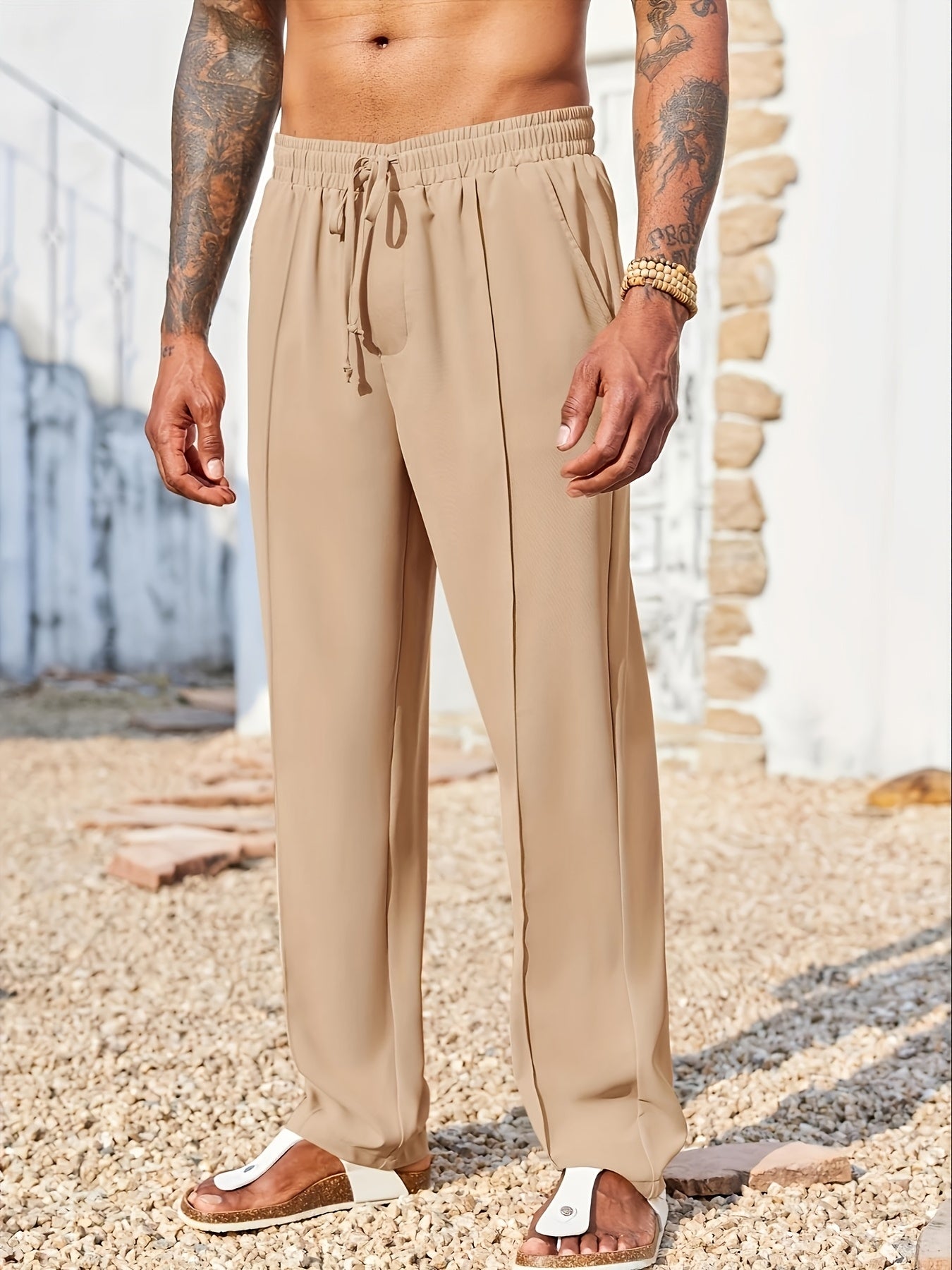 Men's Straight-Leg Trousers | Wrinkle-Resistant Travel Pants