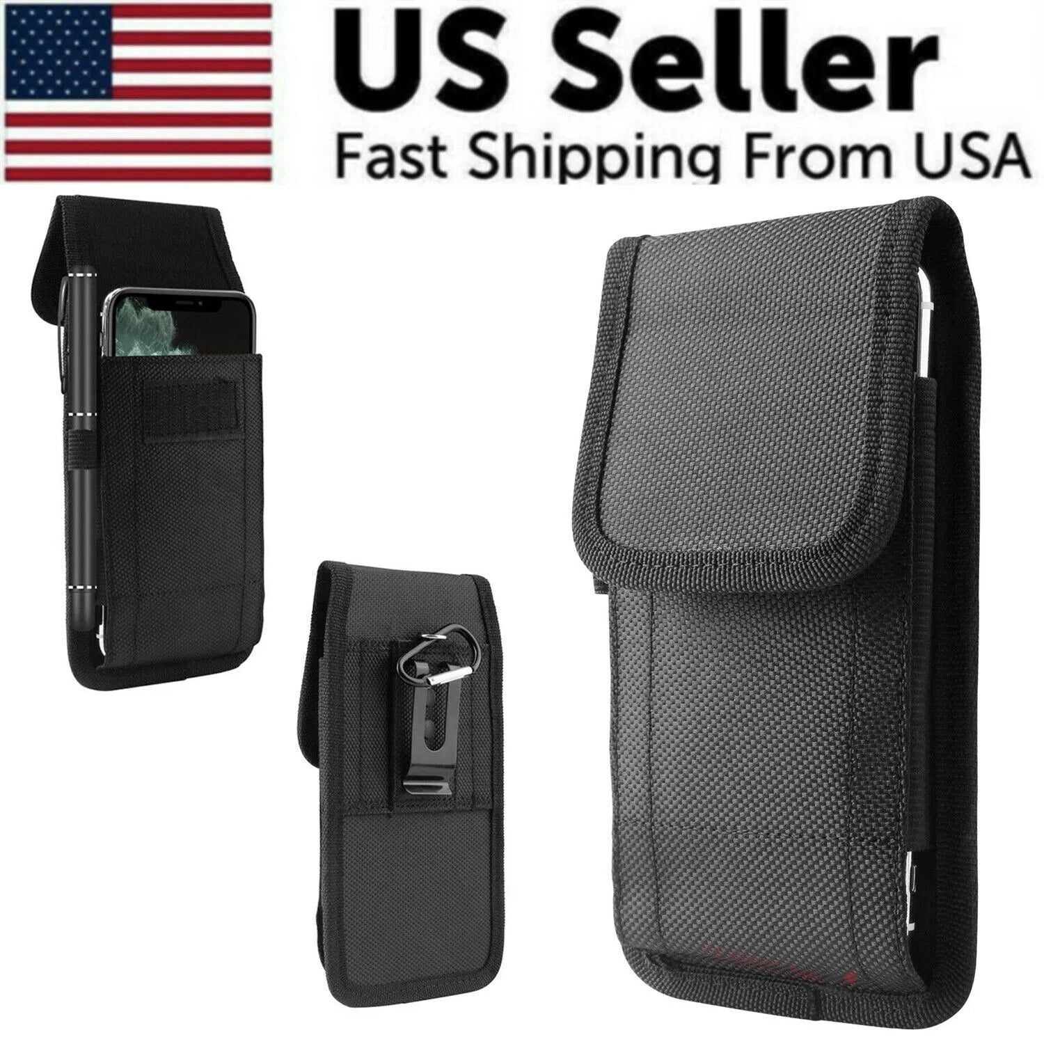 Vertical Shield Phone Holster | Nylon Belt Clip Case