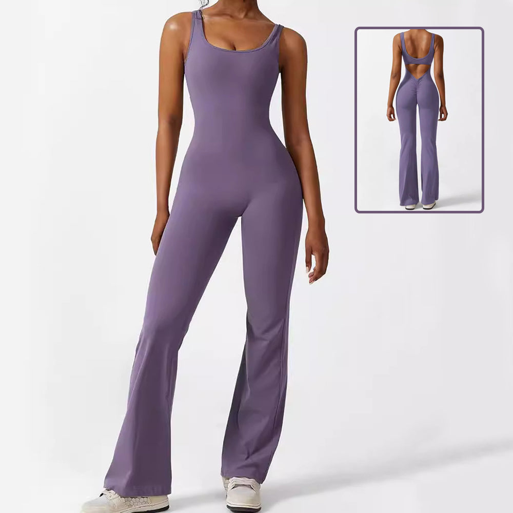 Sleeveless Flare Yoga Jumpsuit | Flared Activewear for Women