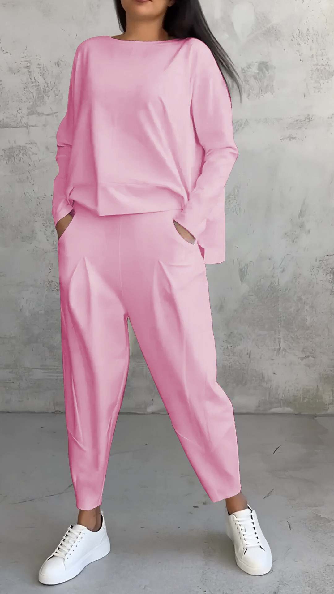 Women's Irregular Long-Sleeve Top & Harem Pants Set