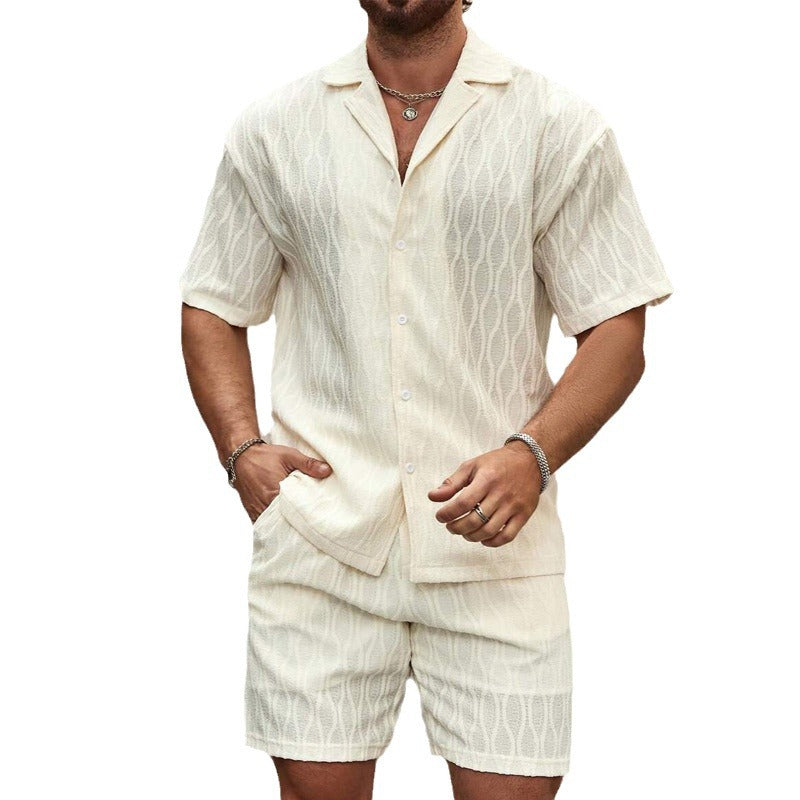 Resort Elite Men's Short Set | Textured Button Shirt & Tailored Shorts Set
