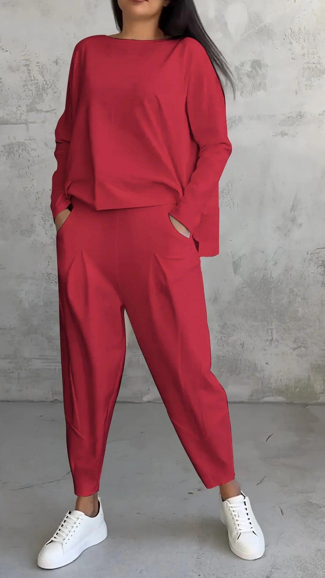 Women's Irregular Long-Sleeve Top & Harem Pants Set