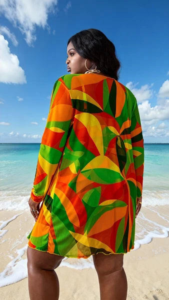 Colorblock Beach Swimsuit Set — Plus Size (1XL–4XL)