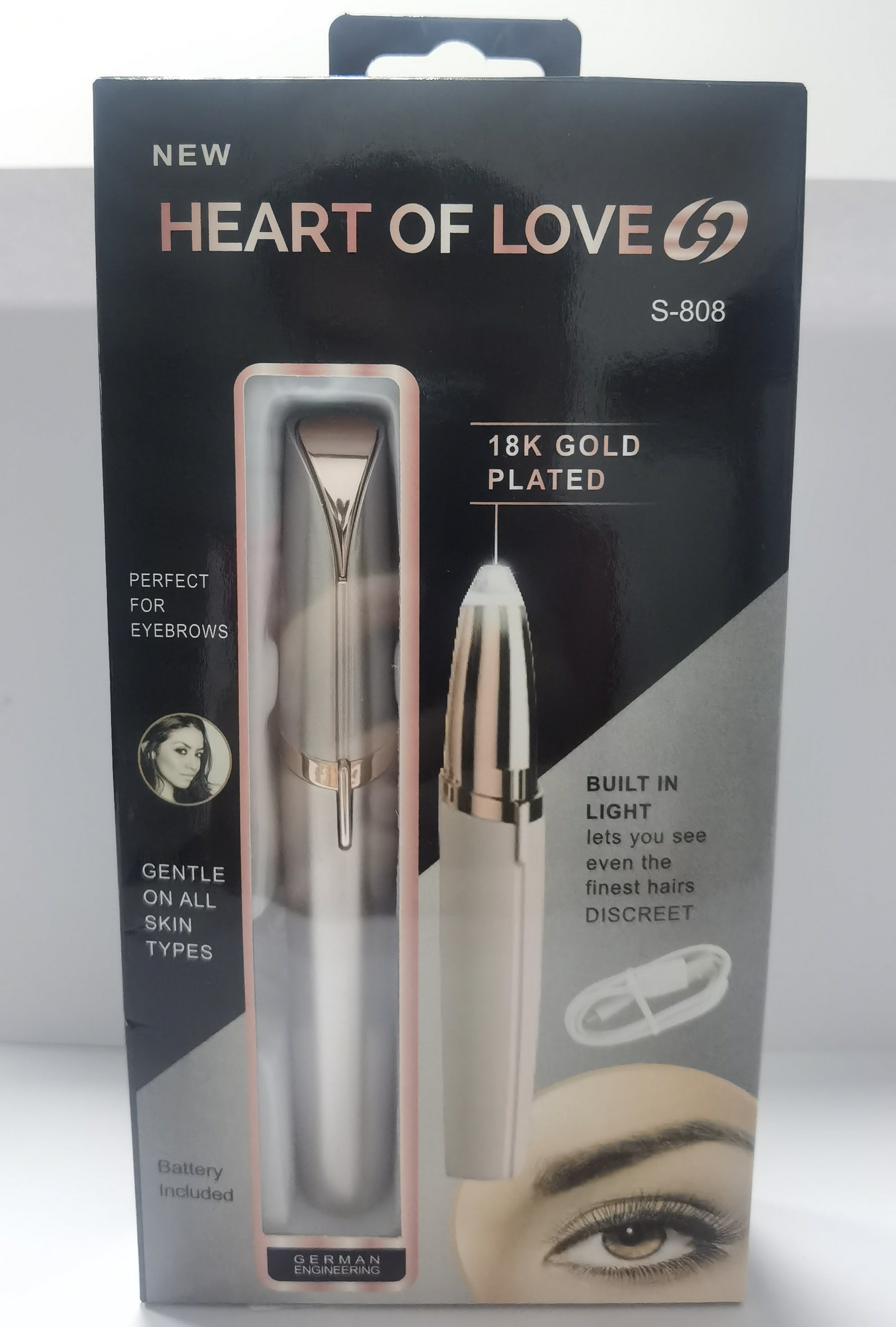 Flawless Brows Mini Electric Eyebrow Trimmer | 18K Gold LED Pen