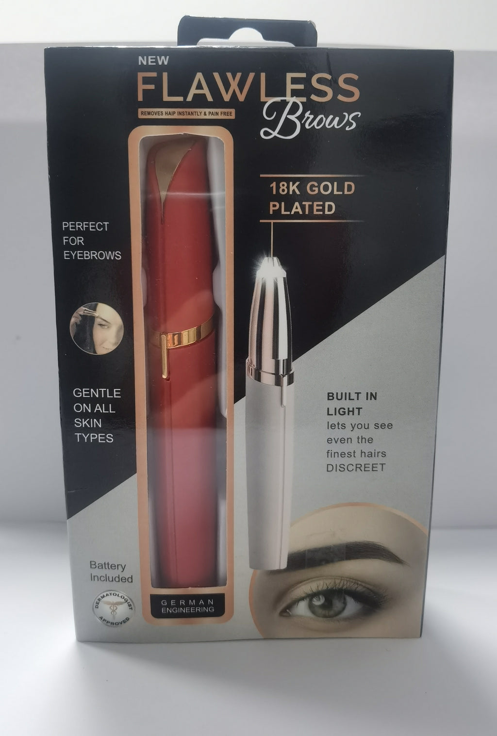 Flawless Brows Mini Electric Eyebrow Trimmer | 18K Gold LED Pen