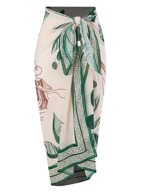 LeJean Tropical Knot Two-Piece Swimsuit | Swimsuit & Wrap Sarong Set