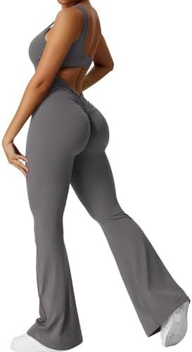 Sleeveless Flare Yoga Jumpsuit | Flared Activewear for Women