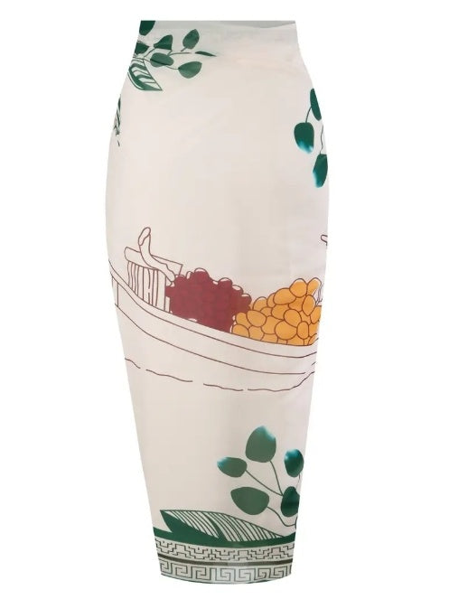 LeJean Tropical Knot Two-Piece Swimsuit | Swimsuit & Wrap Sarong Set