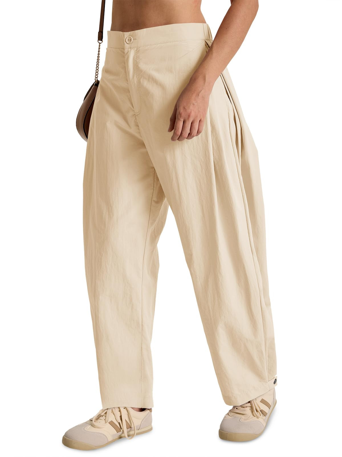 Women's Wide Leg Barrel Pants With Pockets