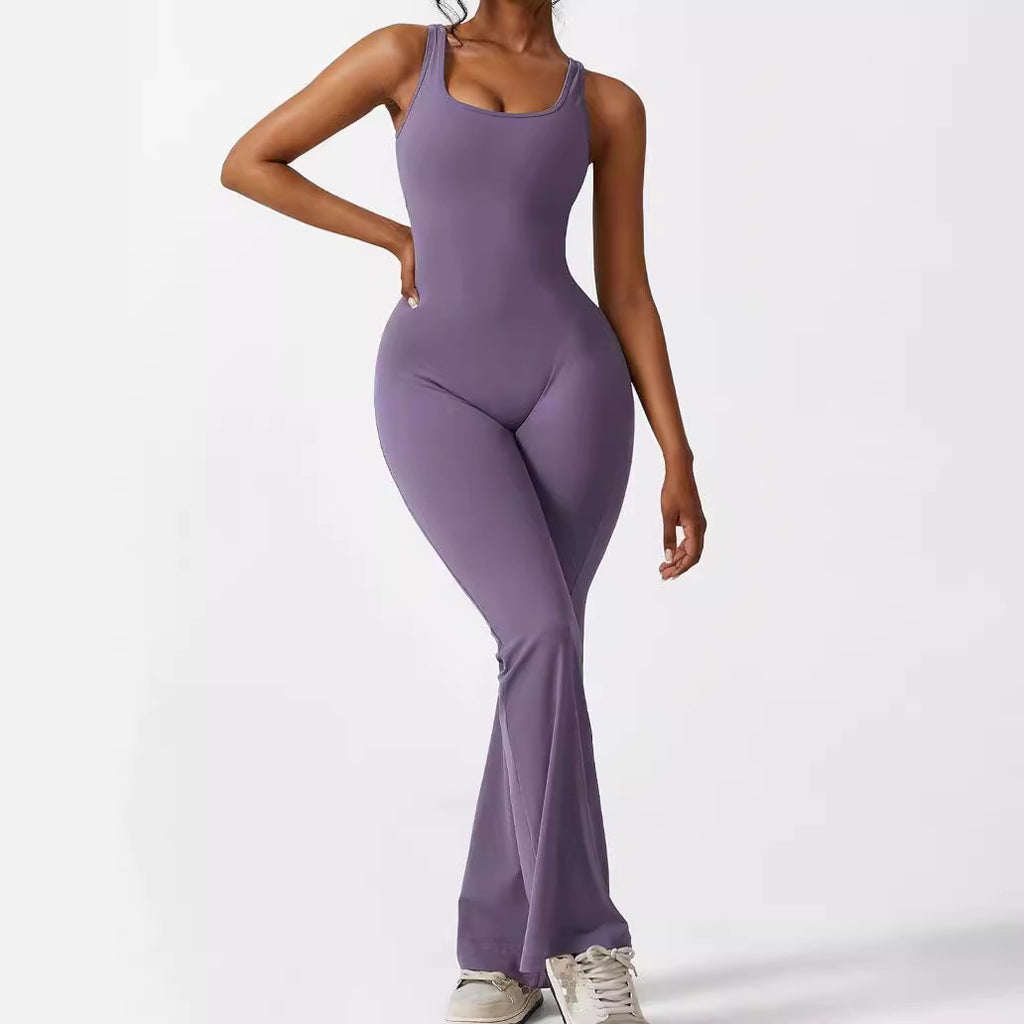 Sleeveless Flare Yoga Jumpsuit | Flared Activewear for Women
