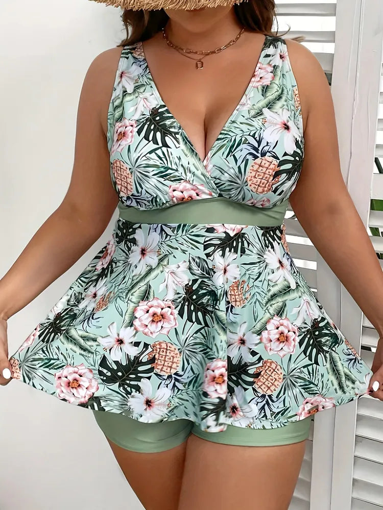 Curve-Flattering Plus Size Tankini Set