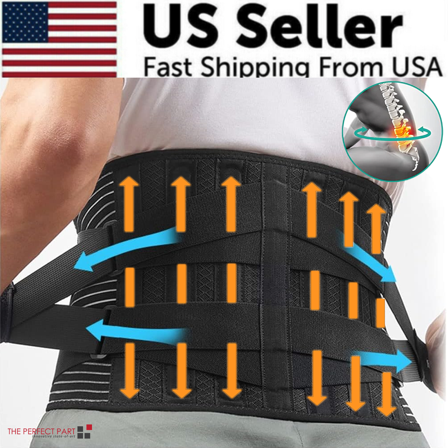 Travel Lumbar Support Back Brace – Adjustable Lower Back Support Belt