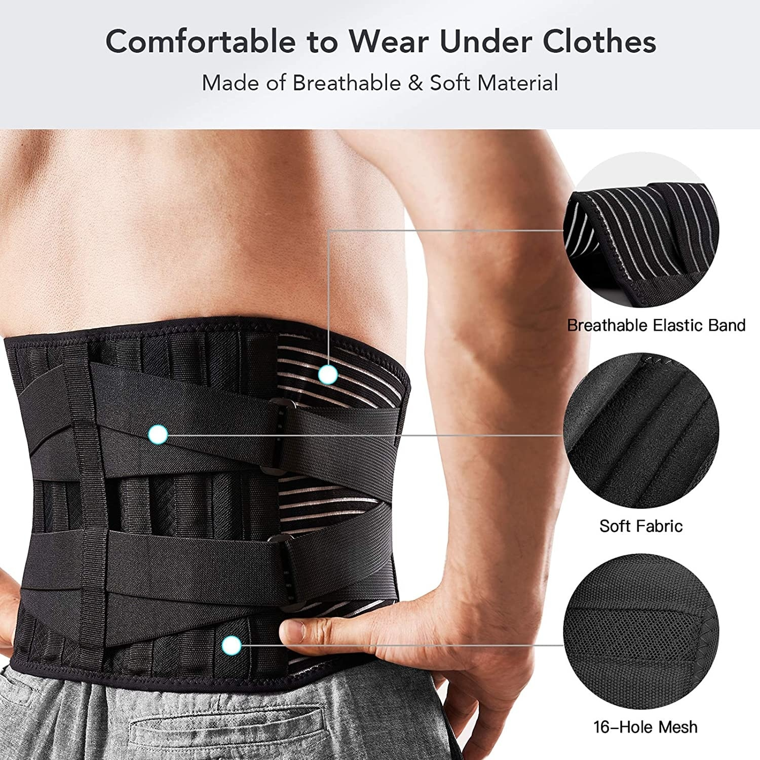 Travel Lumbar Support Back Brace – Adjustable Lower Back Support Belt