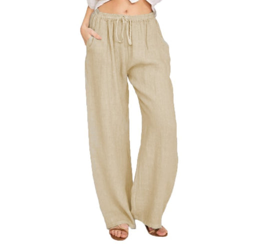 Women's Cotton Linen Wide-Leg Yoga Pants