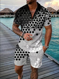 LeJean Resort Polo Short Set | Men's Textured Matching Set