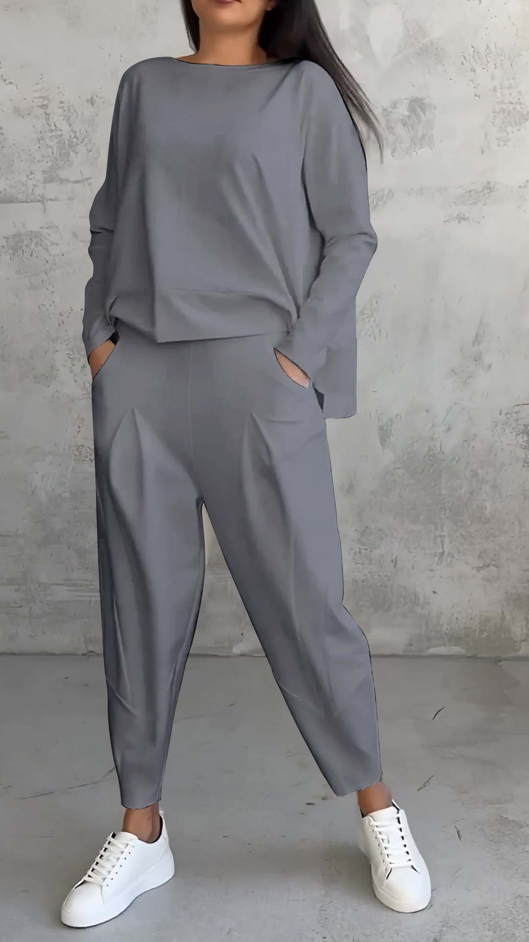 Women's Irregular Long-Sleeve Top & Harem Pants Set