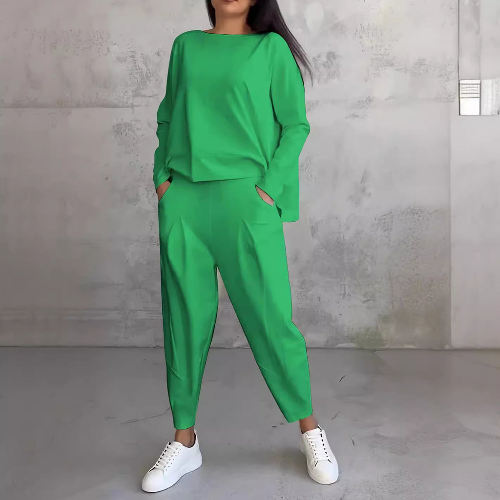 Women's Irregular Long-Sleeve Top & Harem Pants Set