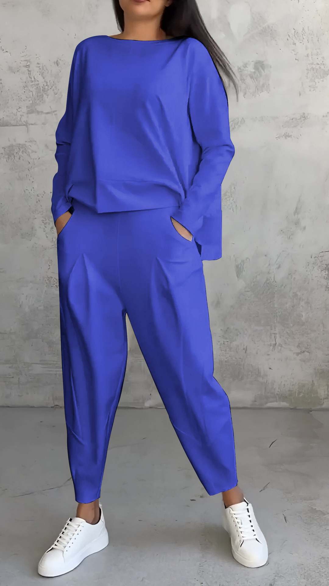 Women's Irregular Long-Sleeve Top & Harem Pants Set