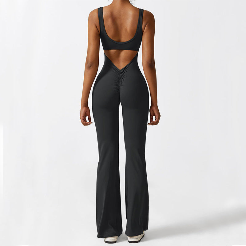 Sleeveless Flare Yoga Jumpsuit | Flared Activewear for Women