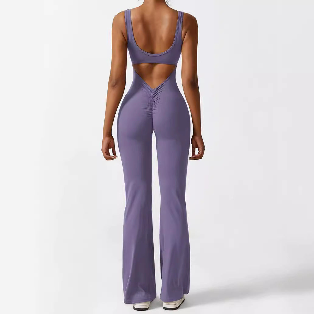 Sleeveless Flare Yoga Jumpsuit | Flared Activewear for Women