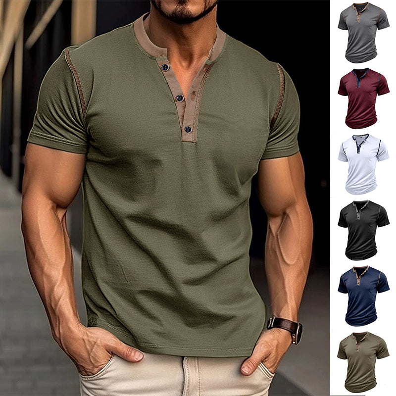 Modern Edge Henley Tee | Slim Fit Button V-Neck Men's T-Shirt