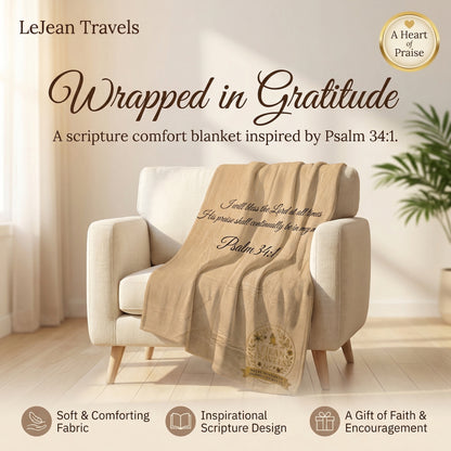 Praise Scripture Blanket – Psalm 34:1 | Faith Comfort Blanket