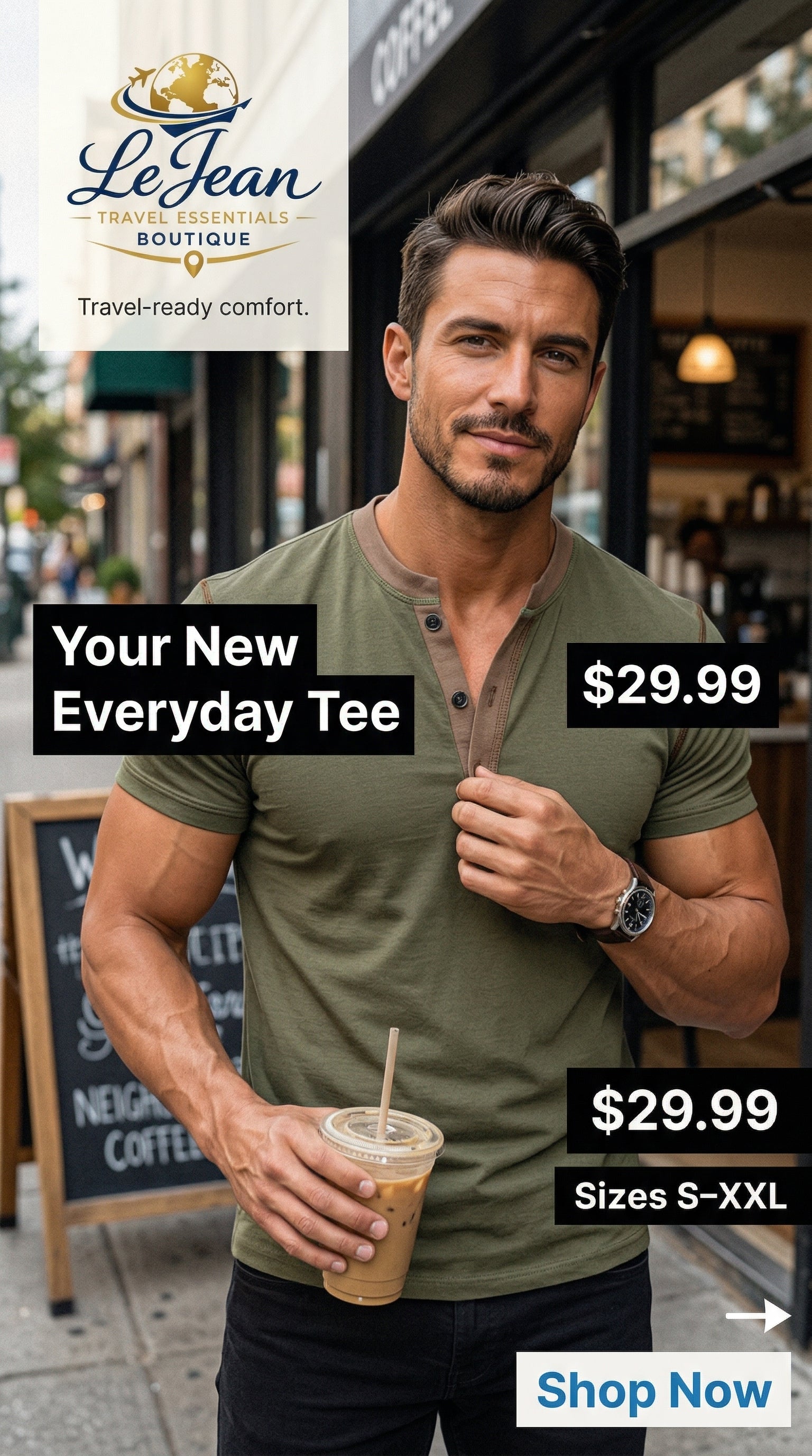 Modern Edge Henley Tee | Slim Fit Button V-Neck Men's T-Shirt