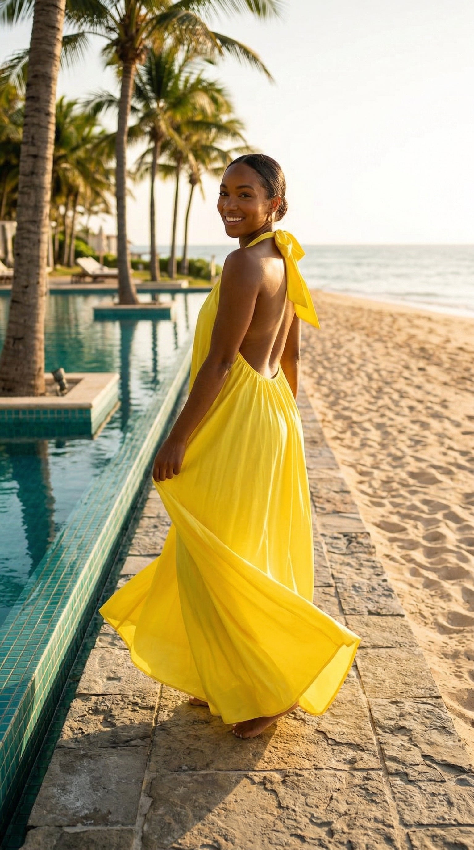 Sun Goddess Backless Maxi Dress