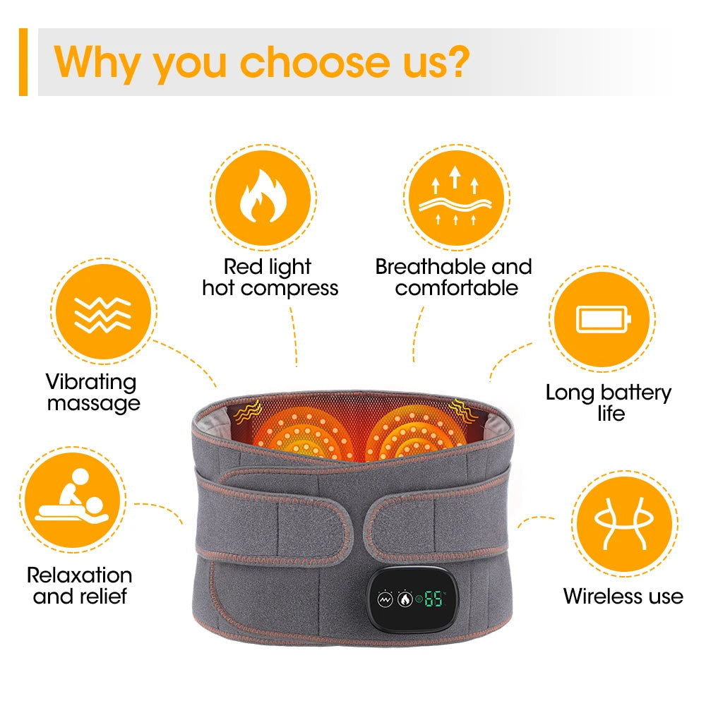 Heated Lumbar Support & Back Massager Belt