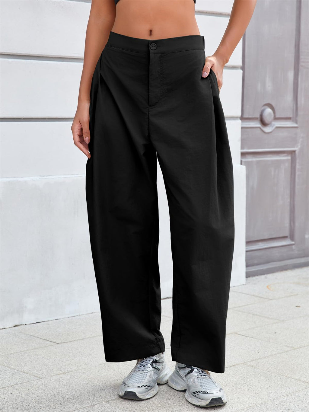 Women's Wide Leg Barrel Pants With Pockets
