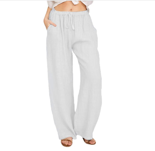 Women's Cotton Linen Wide-Leg Yoga Pants