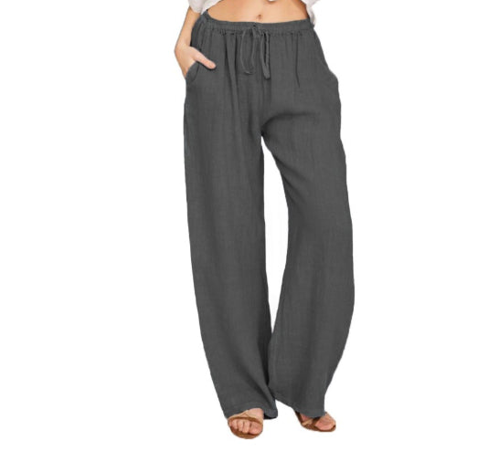 Women's Cotton Linen Wide-Leg Yoga Pants