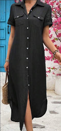 Women's Denim-Look Longline Shirt Dress