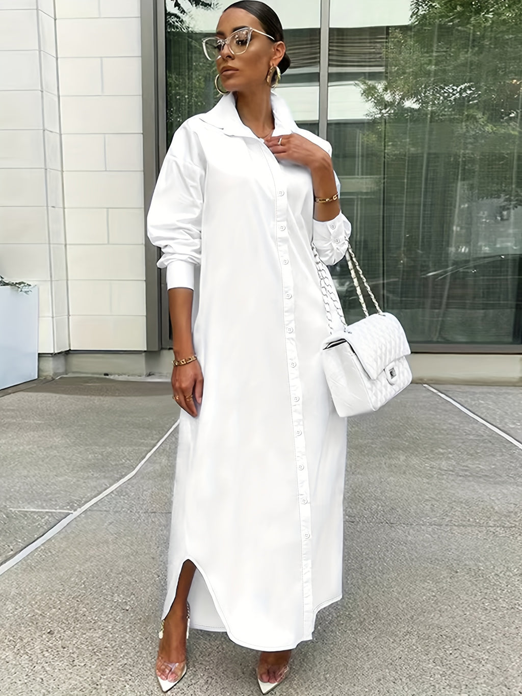 Women's Long-Sleeve Casual Shirt & Dress Multi-Wear