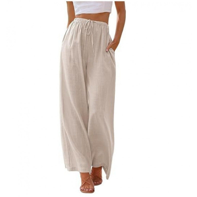 Women's Cotton Linen Wide-Leg Yoga Pants