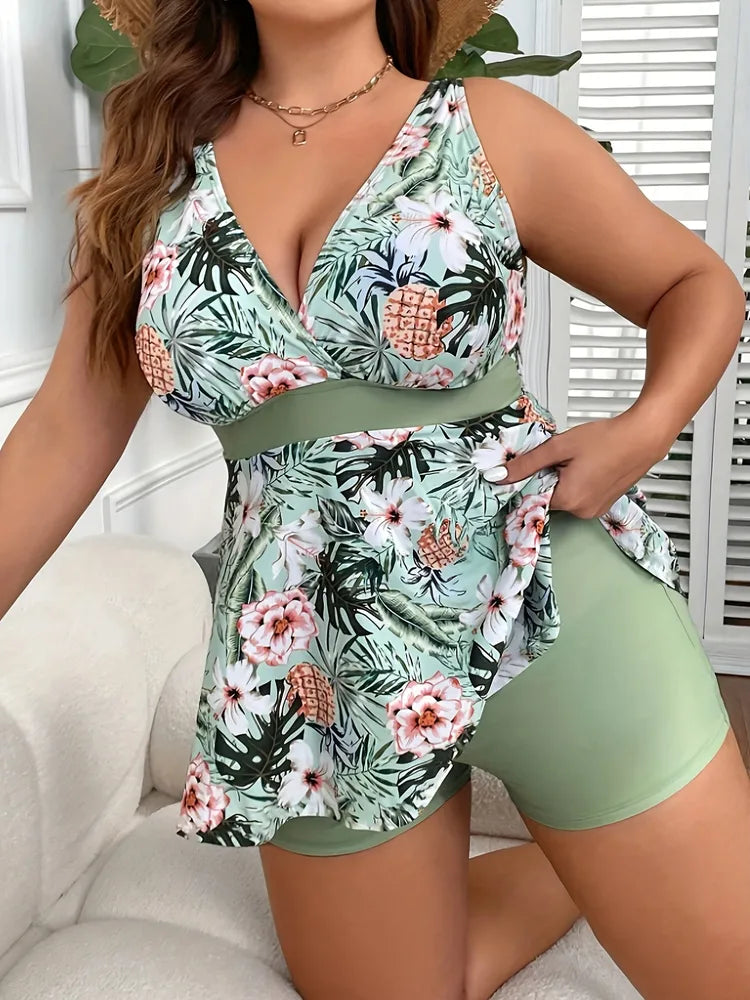 Curve-Flattering Plus Size Tankini Set